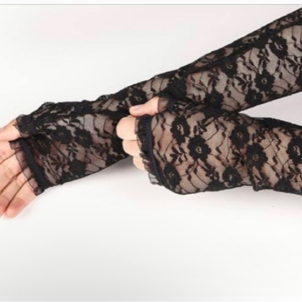 Long Black Fingerless Gloves